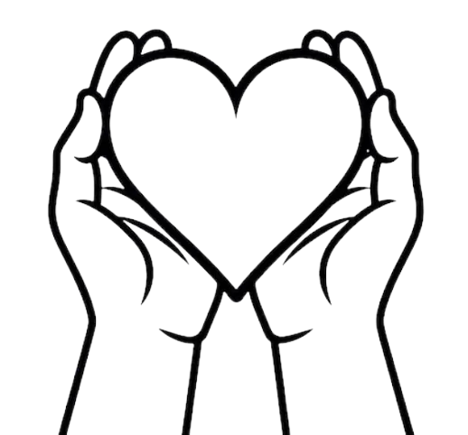 Mãos segurando um coração.